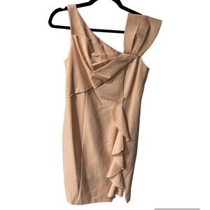 Marina Dress Womens Sz 8 Pink Asymmetrical Sheath Ruffle Romantic feminine New